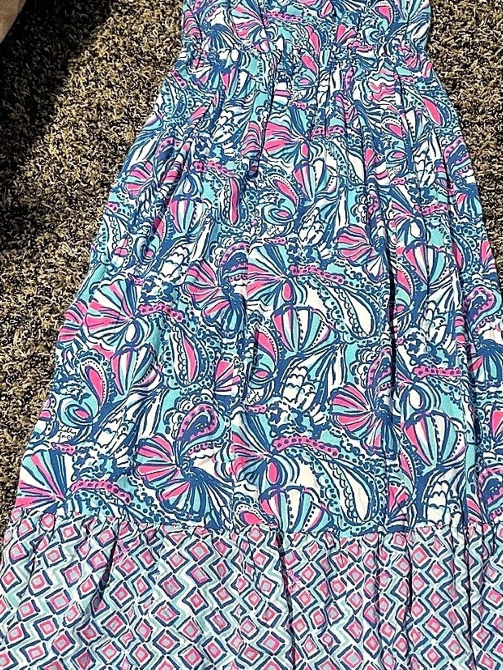 Lilly Pulitzer 20th Anniversary Collection Maxi Dress Blue & Pink Large Like New